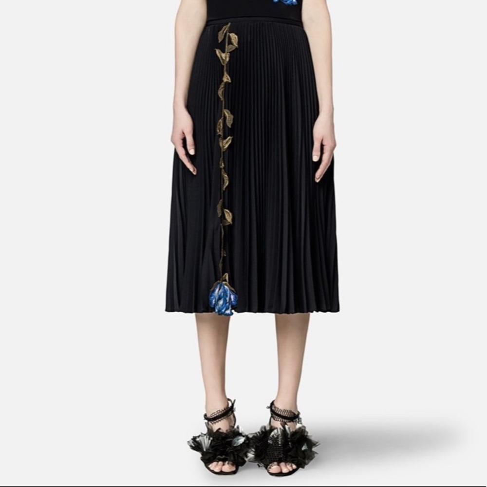 CHRISTOPHER KANE AW16 Embroidered Pleated Floral Skirt 8